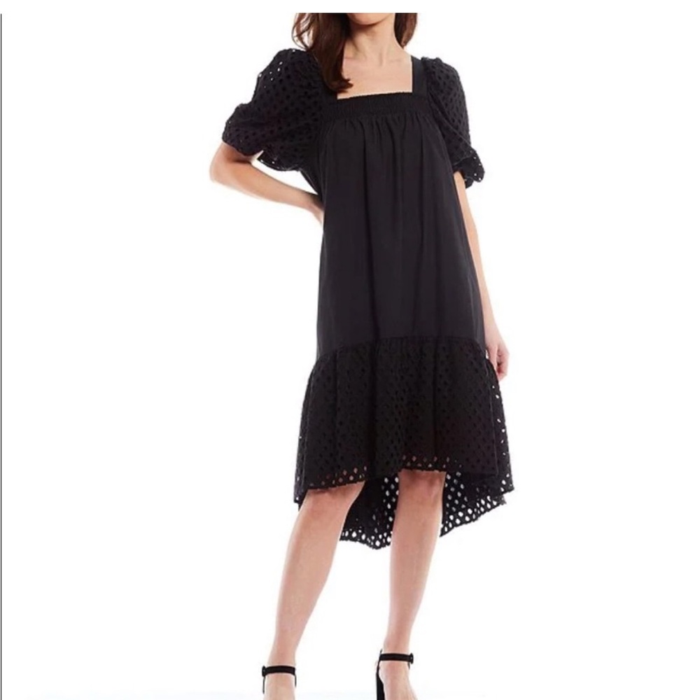 Gibson Latimer Black Eyelet High Low Dress Size XL